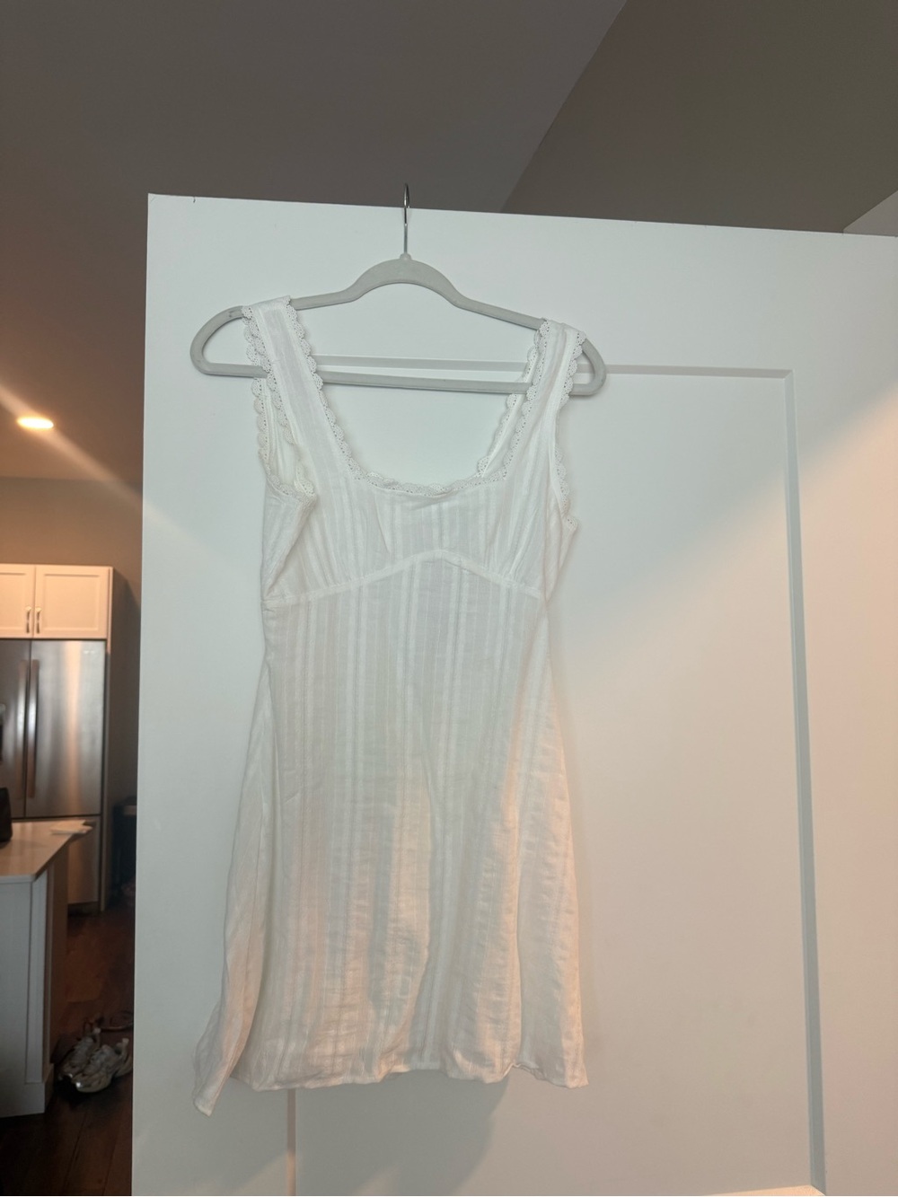 Princess Polly White Lace-Trim Mini Slip Dress